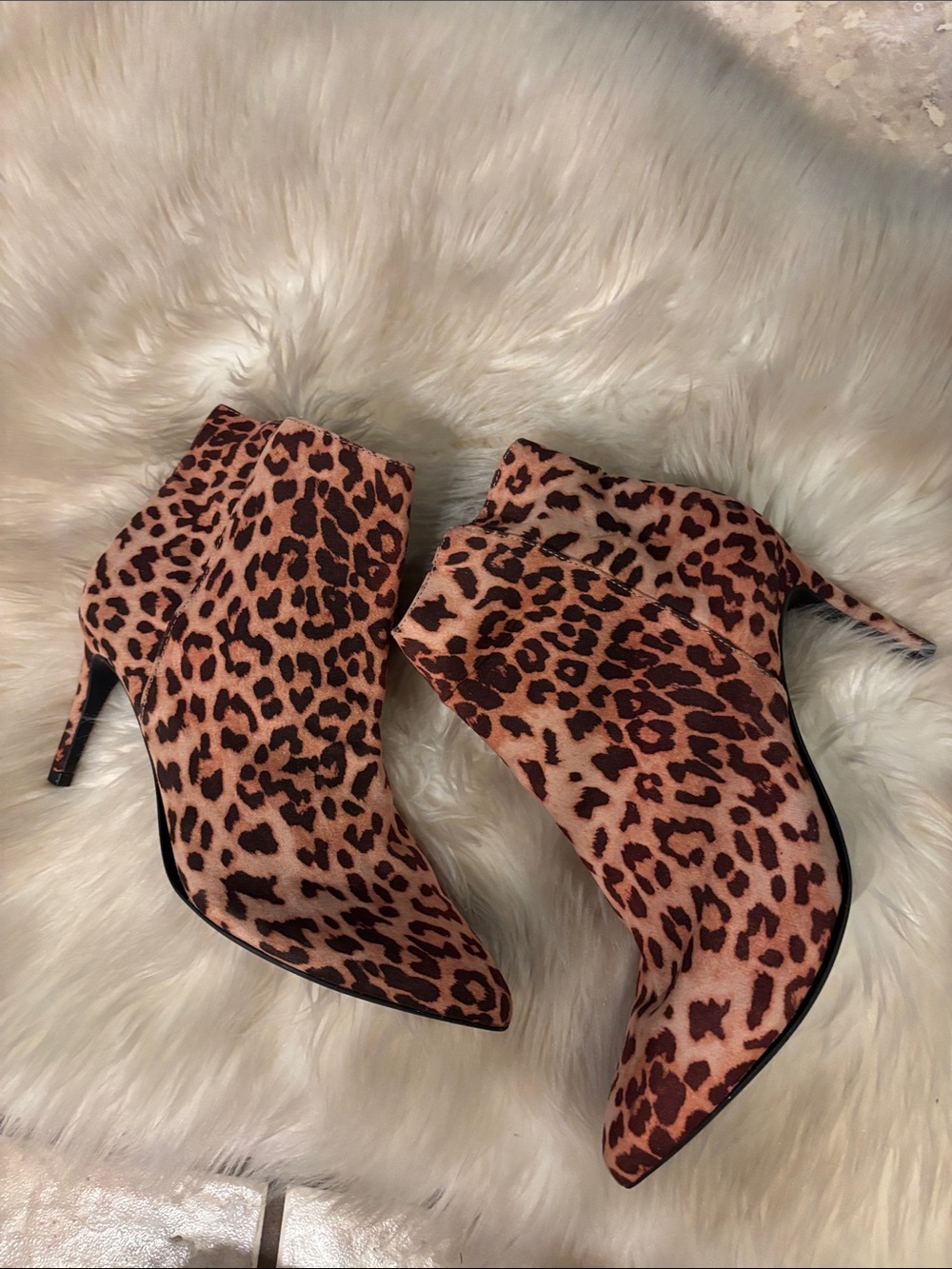 Express Leopard Print Pointed Toe Ankle Booties - Brown/Black